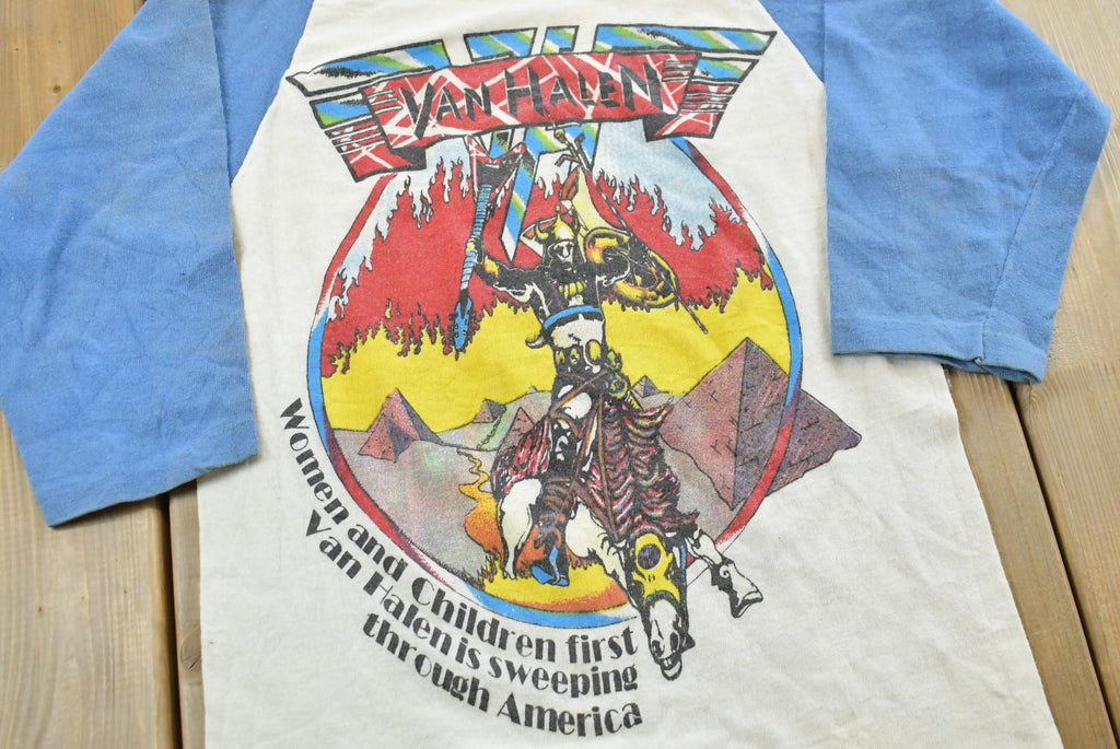 Vintage 1980 Van Halen Women and Children First Pyramids North American Tour Band Raglan T-Shirt Mens XS