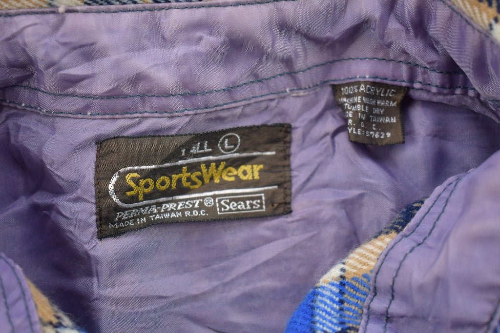 Vintage 1990s Sportswear Lined Plaid Button Up Shirt