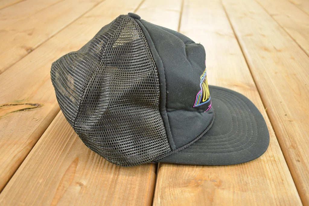 Vintage 1980s Disney Universal Studios Mickey Mouse Script Mesh Trucker Snapback Hat /
