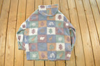 Vintage 1990s G4000 Trees Nature All Over Print Full Zip Fleece Sweater Jacket Women's L
