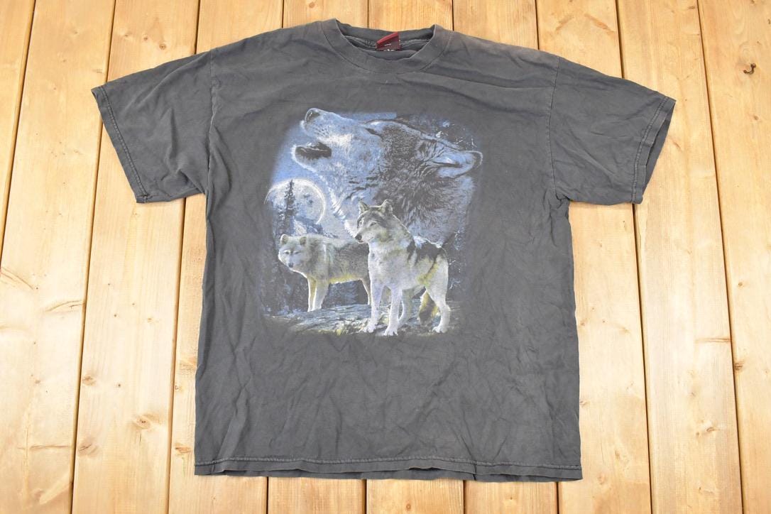Vintage 1990s Lost Creek Howling Wolves Outdoorsman Souvenir T-Shirt Men's L