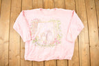 Vintage 1990s Basic Editions Chunky Knit Cute Kitties Screen Printed Crewneck Sweatshirt Women's L /