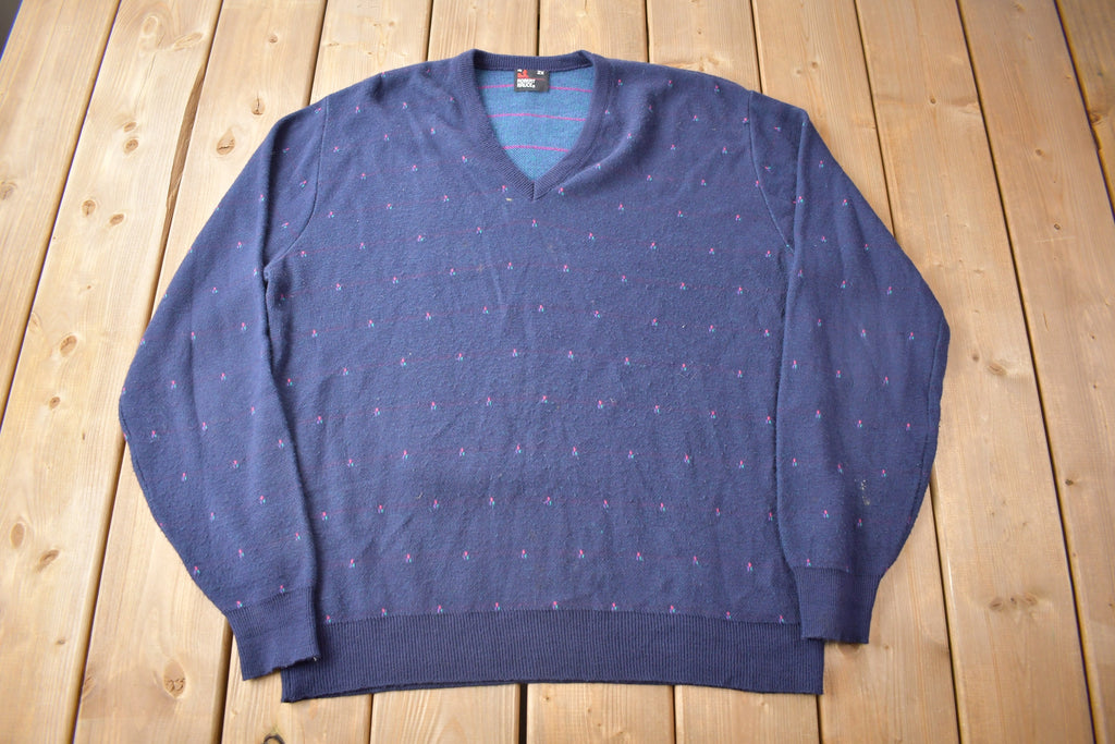 Vintage 1980s Robert Bruce Knit V Neck Sweater