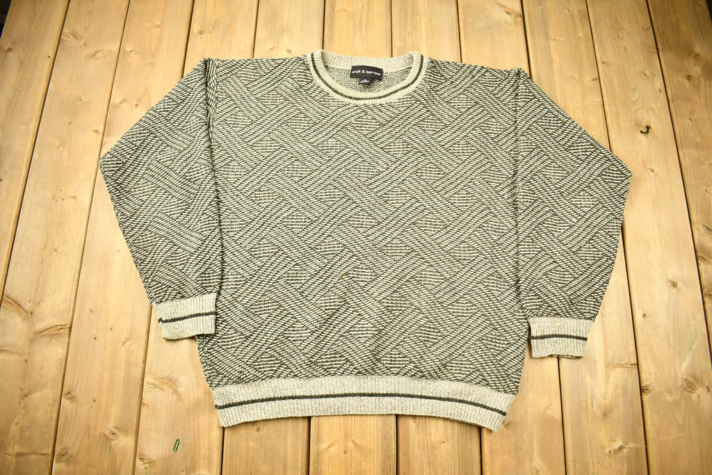 Vintage 1990s Croft & Barrow Knitted Crewneck Sweater / Vintage 90s Crewneck / All Over Pattern / Made In USA / Abstract Pattern