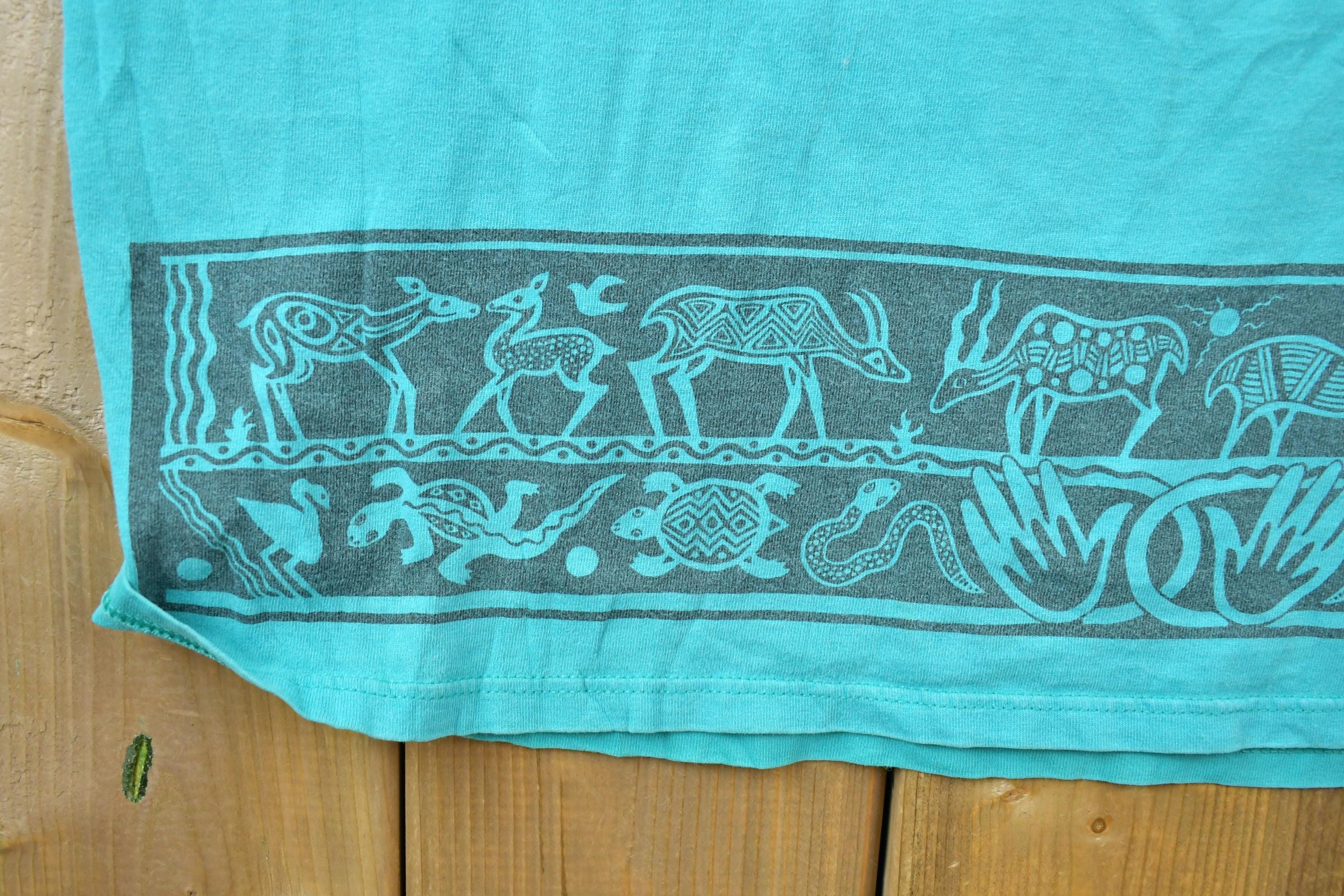 Vintage 1990s Bless Our Earth Goddess Graphic Mayan T-Shirt