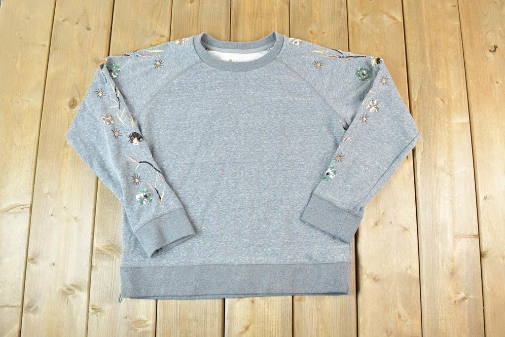 Women Vintage Vigoss Y2K Embroidered Floral Crewneck Sweater