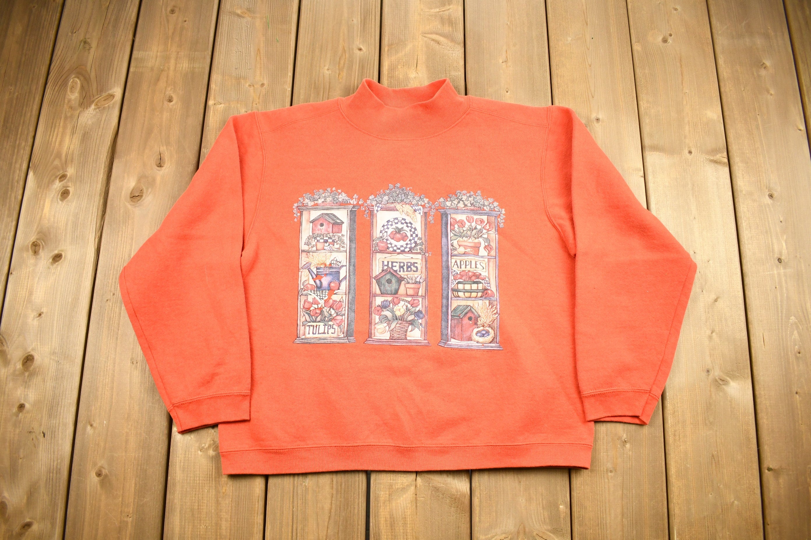 Vintage 1990s Cute Orange Mockneck Sweater