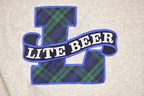 Vintage 1990s Lite Beer Embroidered Plaid L Heavyweight Crewneck Sweatshirt Mens M