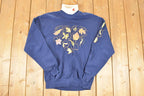 Vintage 1990s Gopher Sport Autumn Leaves Cute Collared Crewneck Sweatshirt Men's L