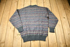 Vintage 1990s Geometric Wool Knitted Crewneck Sweater
