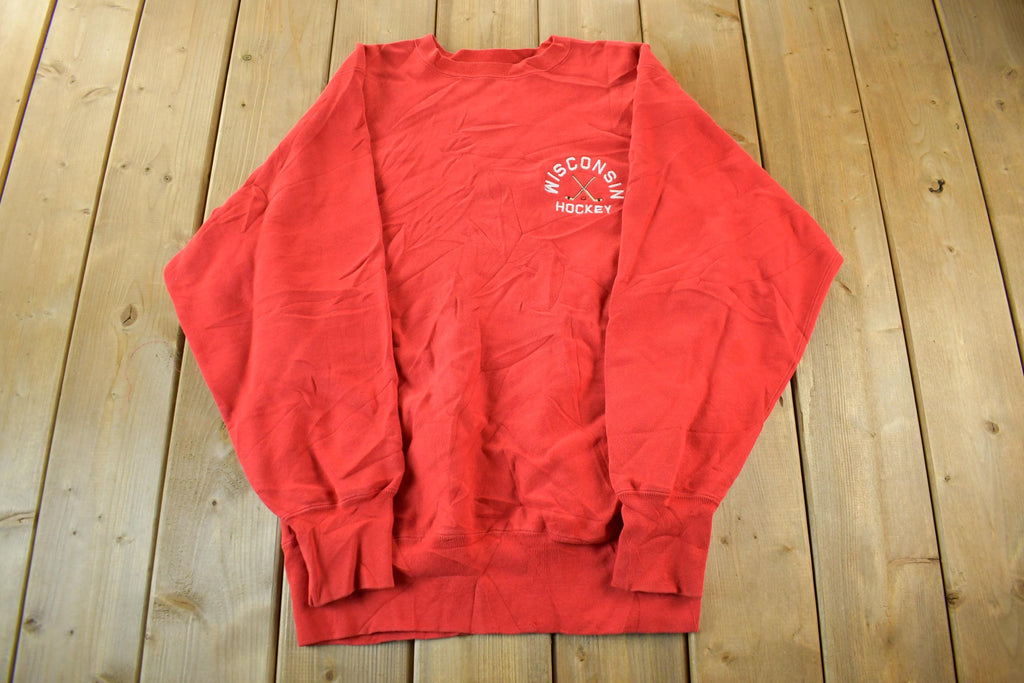 Vintage 1990s University of Wisconsin Hockey Champion Reverse Weave Crewneck Sweatshirt