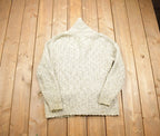Vintage 1970s 100% Wool Tundra Knit Shawl Collar Cardigan Sweater