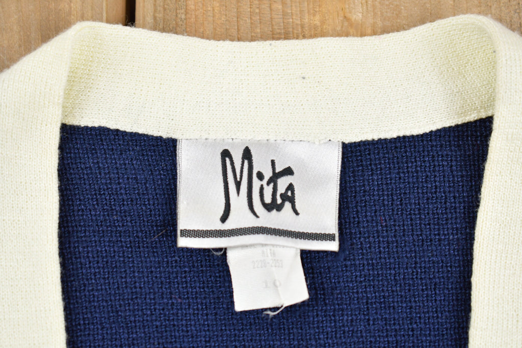 Vintage 1990s Mita Knit Cardigan Sweater / Vintage Cardigan / Button Up / Abstract Pattern / 80s Cardigan / Made in USA