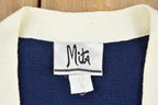 Vintage 1990s Mita Knit Cardigan Sweater / Vintage Cardigan / Button Up / Abstract Pattern / 80s Cardigan / Made in USA