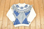 Vintage 1990s American Weekend Knit Abstract Crewneck Sweater Women's L