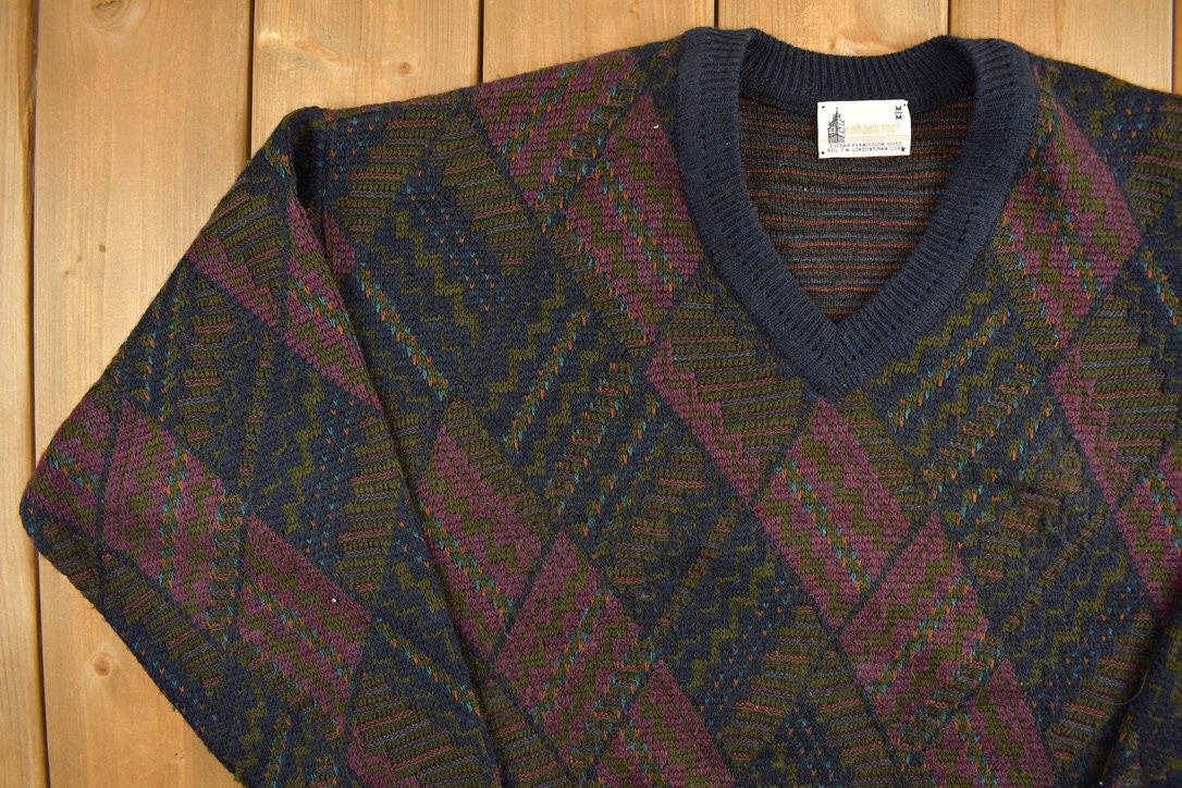 Vintage 1990s London Fog V Neck Knitted Sweater