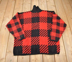 Vintage 1980s Traffic Jam Buffalo Plaid Turtle Neck Sweater