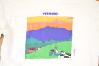 Vintage 1997 Vermont Farm Church Theme Cartoon Graphic Print Crewneck Shirt Men's M