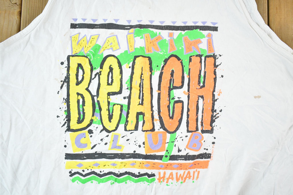 Vintage 1990s Waikiki Beach Club Hawaii Souvenir Tank Top Mens L