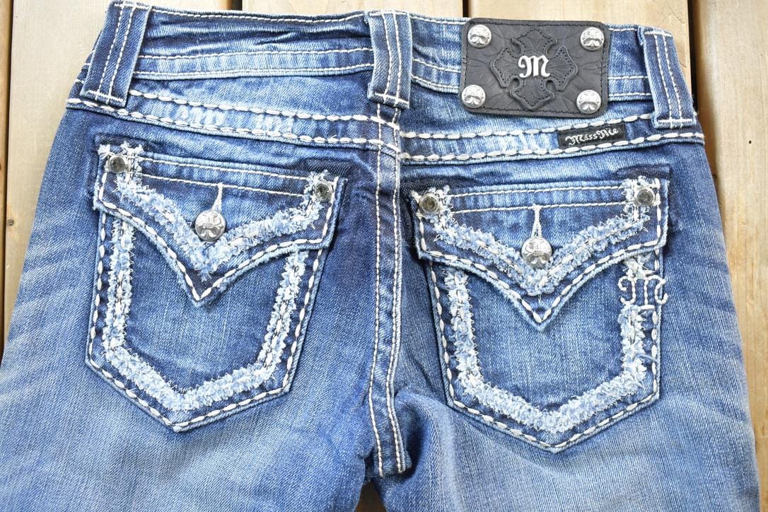 Vintage Y2K Miss Me Bedazzled Low Rise Jeans Size 26x31