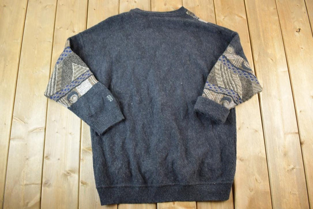 Vintage 1990s Baffo Wool Knit Abstract Pattern Crewneck Sweater