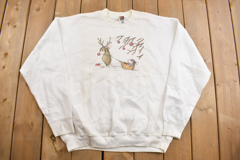 Vintage 1990s Rudolph Mouse Reindeer Cute Christmas Sweater