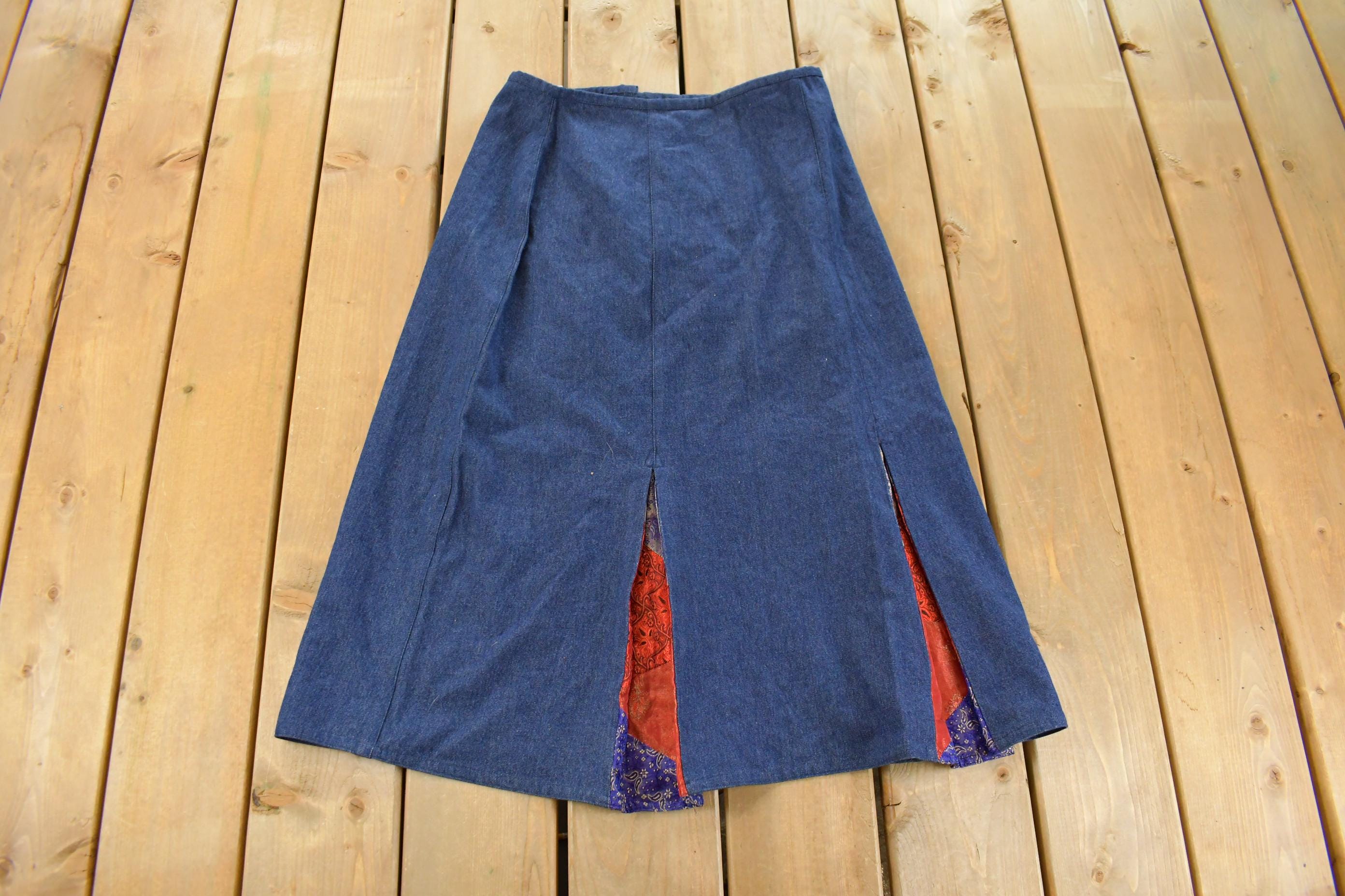 Vintage 1990s April Corness Denim Skirt Women's 30