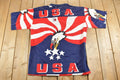 Vintage 1990s USA American Flag Eagle All Over Print Graphic Button Up Shirt  Vintage T Shirt  Streetwear  Graphic Tee  Single Stitch