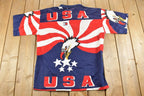 Vintage 1990s USA American Flag Eagle All Over Print Graphic Button Up Shirt  Vintage T Shirt  Streetwear  Graphic Tee  Single Stitch