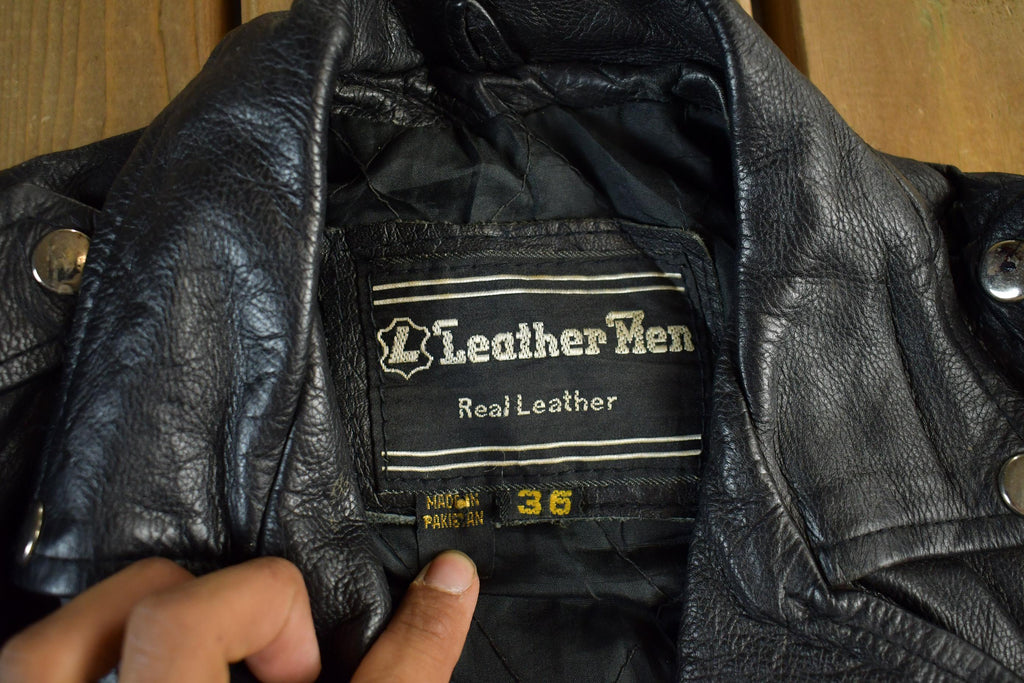 Vintage 1980s Leather Men Leather Biker Jacket Men's 36