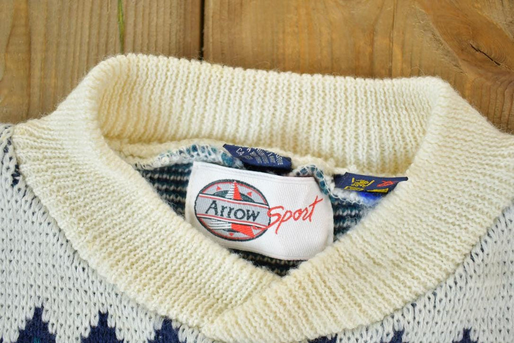 Vintage 1990s Arrow Sport Knit Abstract Pattern Crewneck Sweater