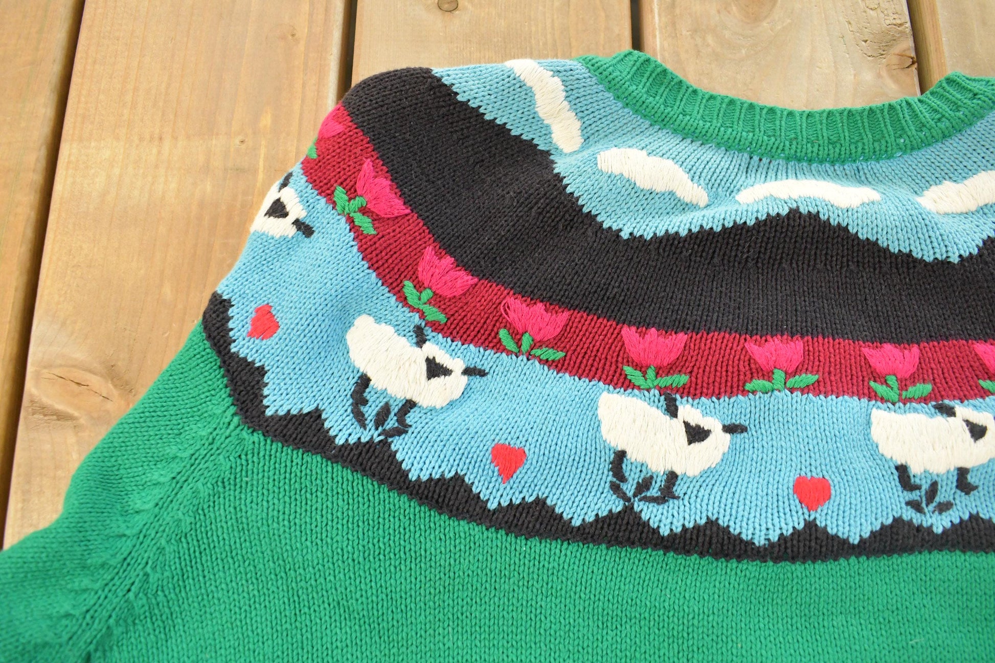 Vintage 1990s Charter Club Farm Knit Cardigan Sweater Women's XL