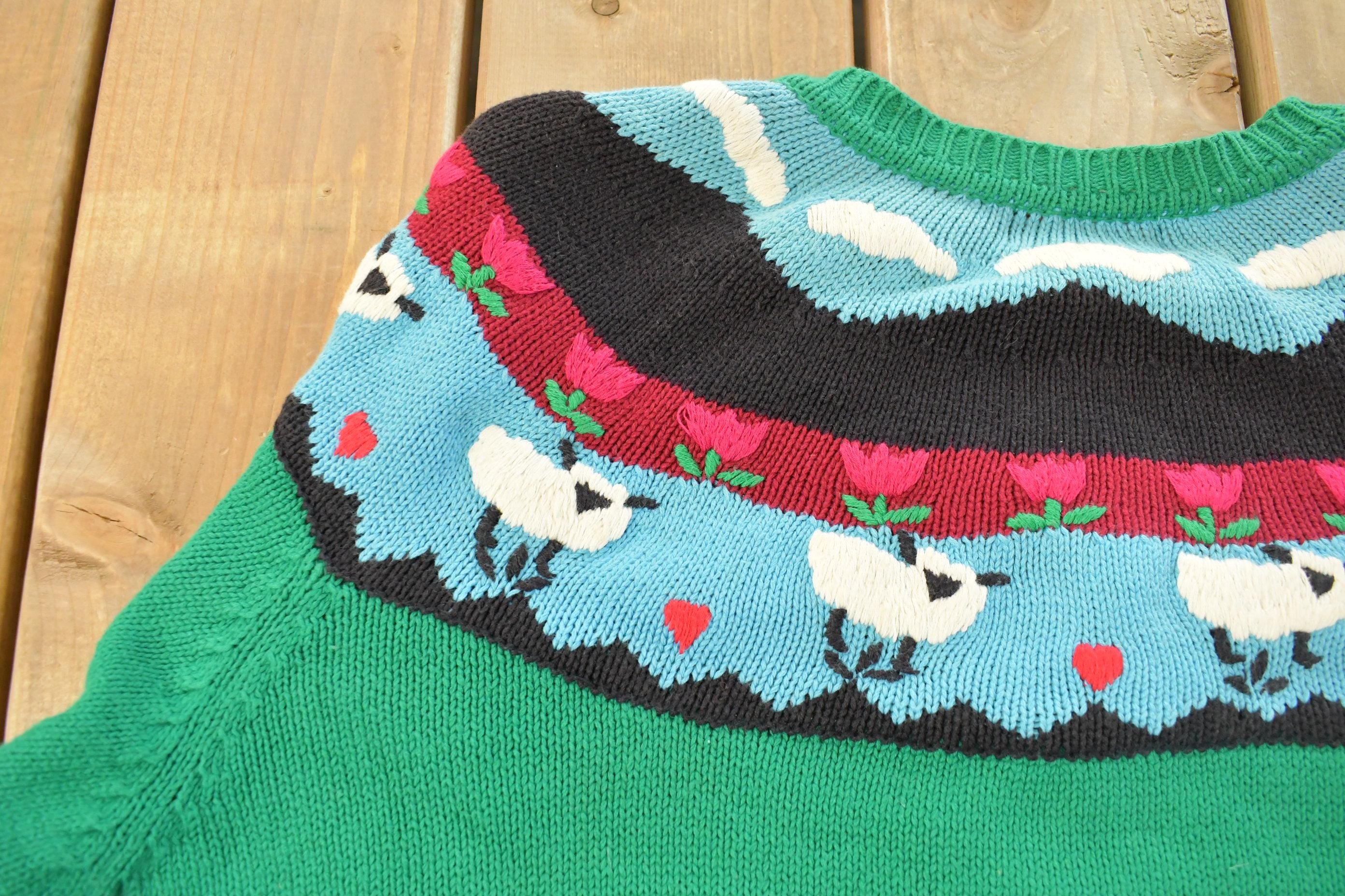 Vintage 1990s Charter Club Farm Knit Cardigan Sweater Women's XL