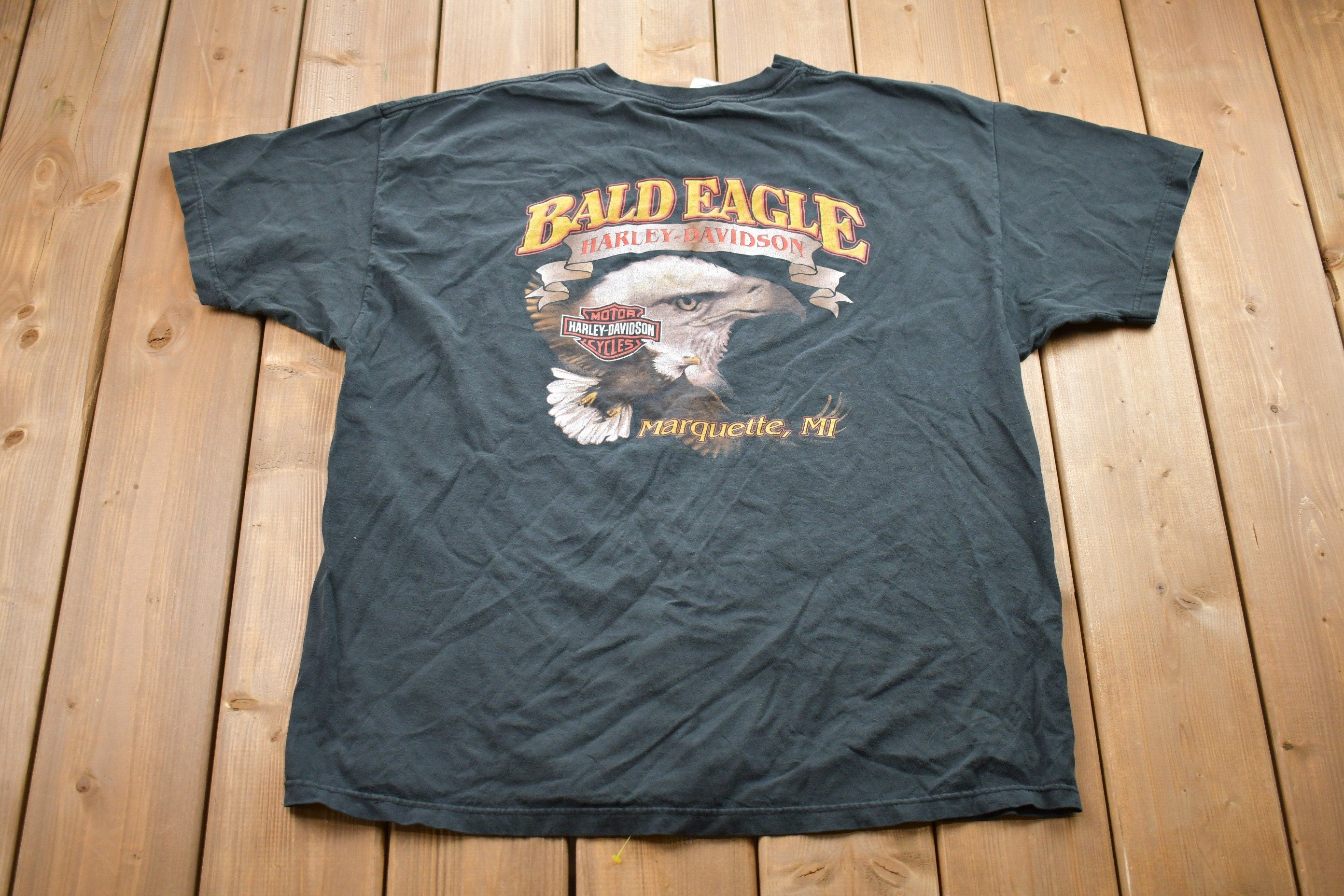 Vintage 1990s Harley Davidson Bald Eagle Graphic T-Shirt