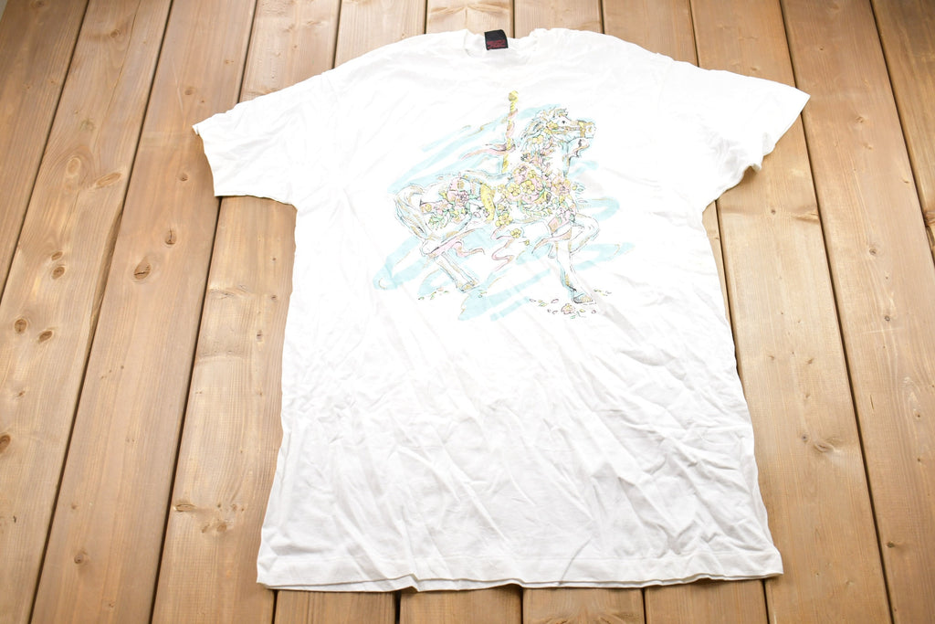 Vintage 1990s Horse Merry Go Round Graphic T-Shirt