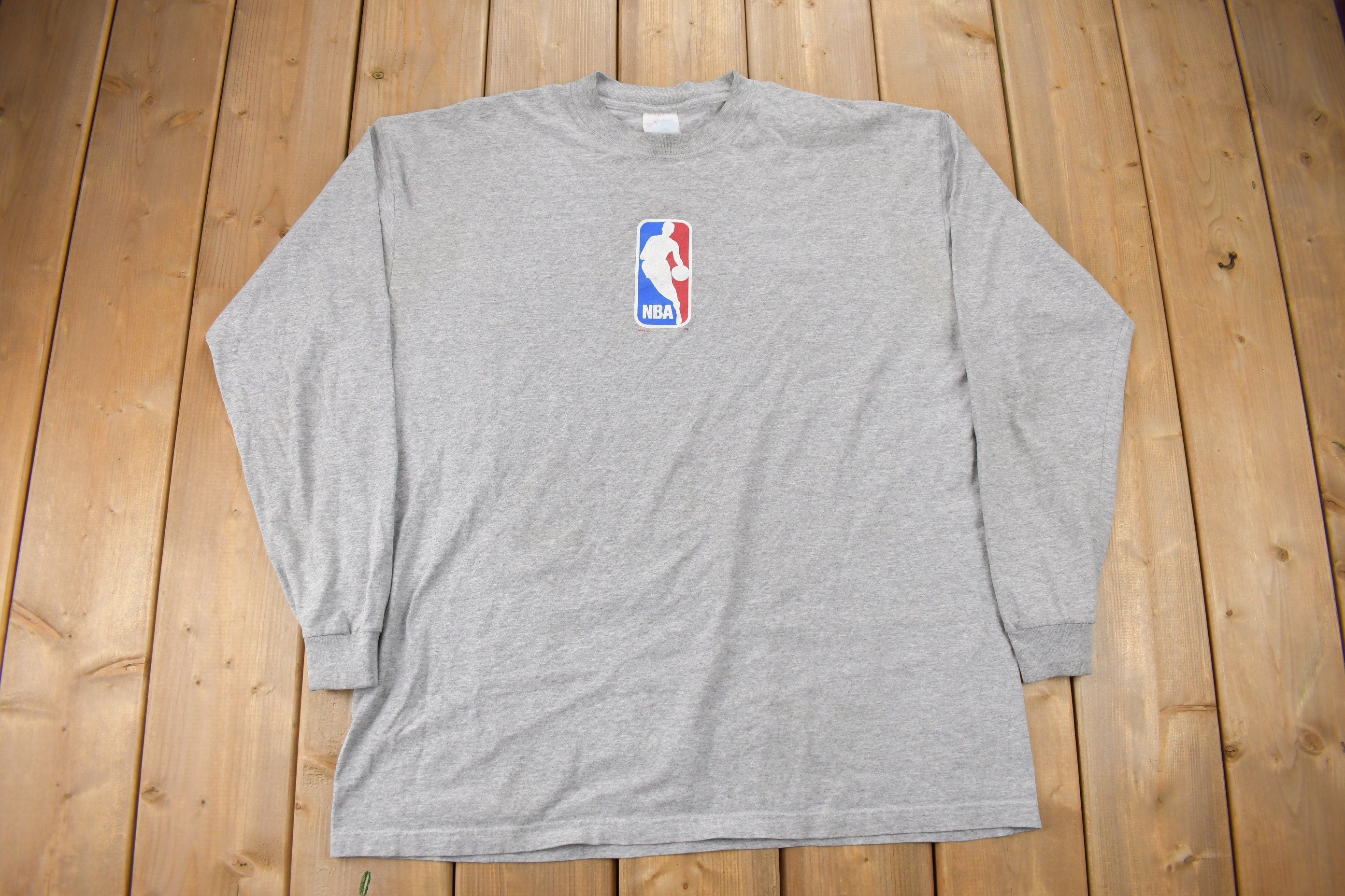 Vintage 1990s NBA Logo Graphic Long Sleeve T-Shirt Made In USA