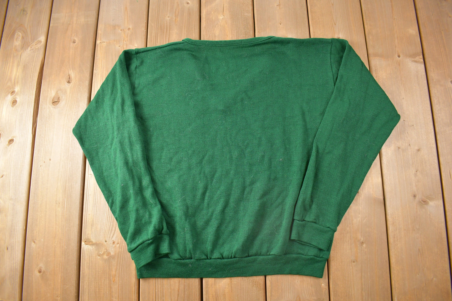 Vintage 1970s Knitted Raiders V Neck Sweater / Vintage 70s Sweater / Green / Sweater / Collegiate / True Vintage / Pullover / Made in USA