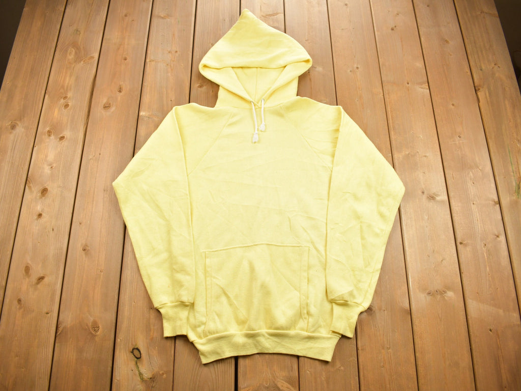 Vintage 1970s Health Knit Blank Yellow Hoodie