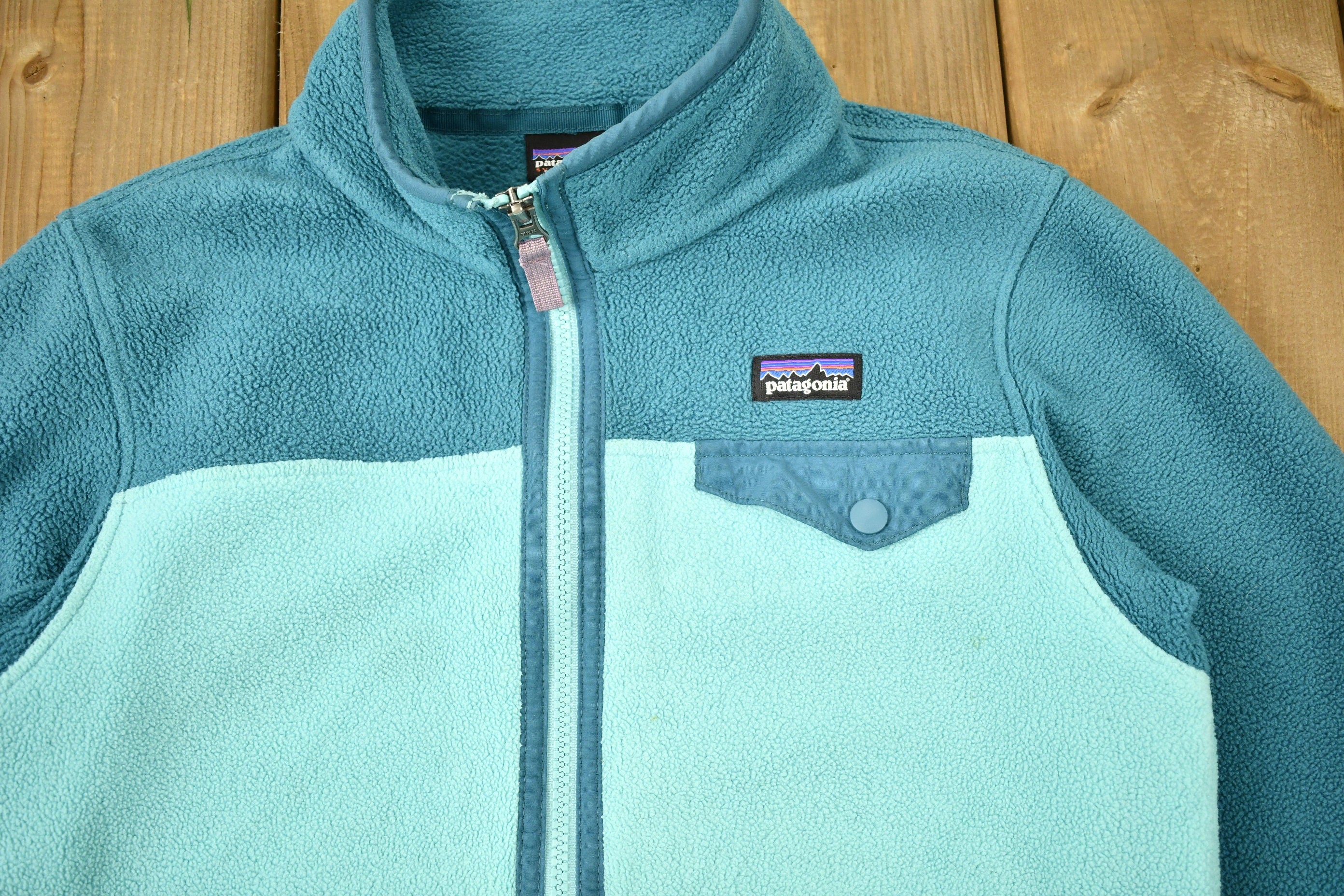 Vintage Patagonia Full Zip 2-Tone Color Block Fleece Sweater