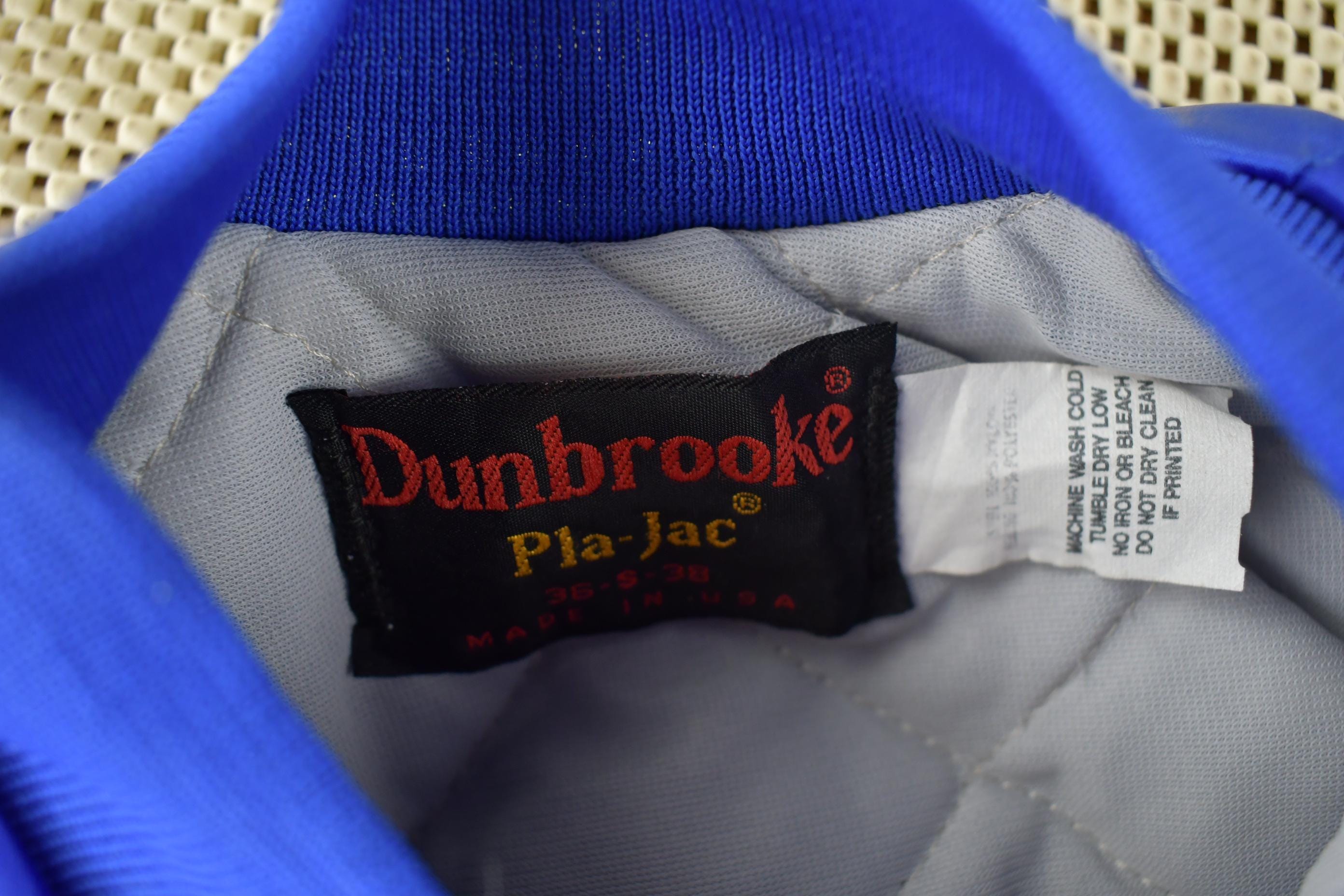 Vintage 1990s Plambeck Racing Rapid City Dunbrooke Pla-jac Snap Button Satin Jacket Made In USA