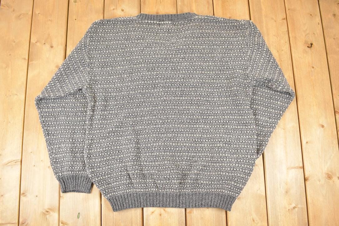 Vintage 1990s Eddie Bauer Knit V Neck Sweater Mens L / 90s Knitted Sweatshirt / Vintage Preppy Knits