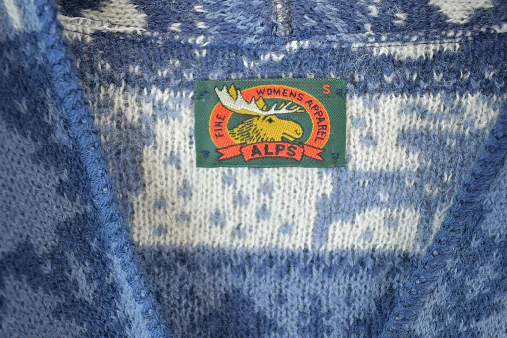 Vintage 1990s Alps Button up AOP Knit Abstract Pattern Button Up Collared Sweater