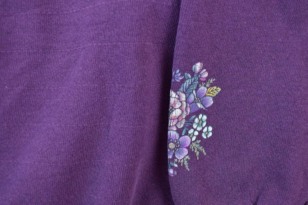 Vintage 1990s Morning Sun Petite Cute Floral Double Collar Crew Neck Sweater