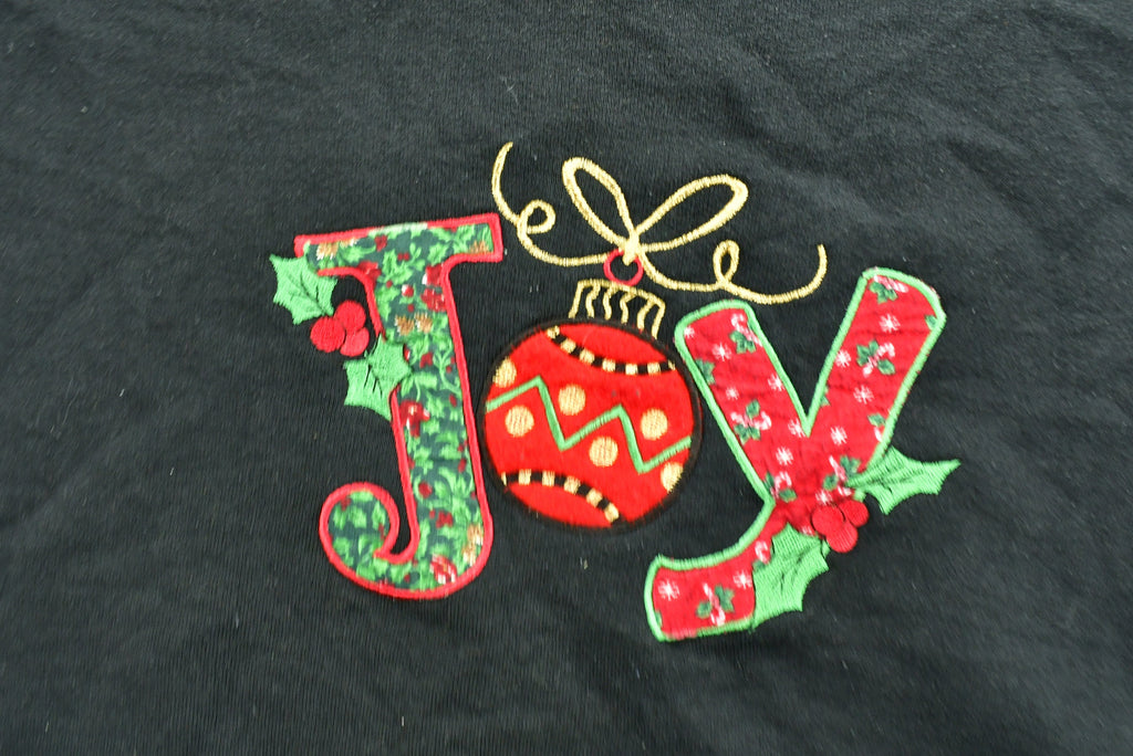 Vintage 1990's "Joy" Embroidered Christmas Sweater , 90s Holiday Crewneck , Layered Collar , Winter Wear , Festive Graphic Print