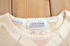 Vintage 1990s Jantzen Hand Embroidered Argyle Crewneck Sweater