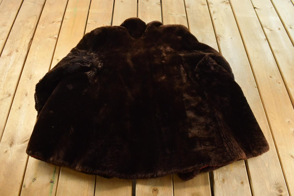 Vintage 1960s Mouton Fur Coat Wool Lining Adult L
