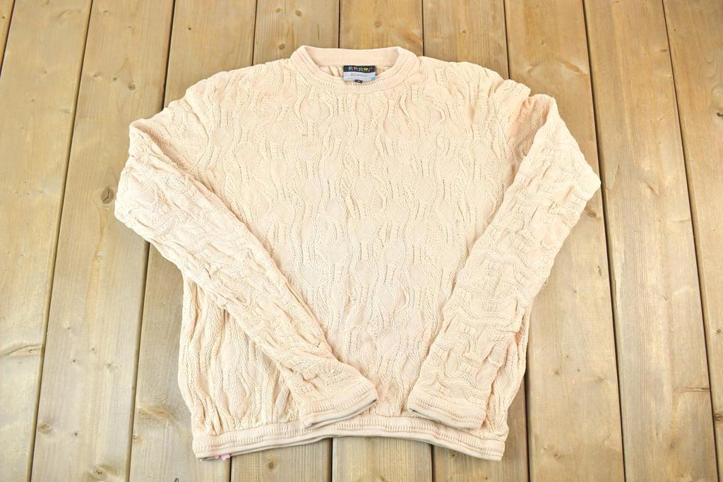 Vintage 1990s Coogi Made In Australia 3D knit 100% Cotton Abstract Pattern Crewneck Sweater /