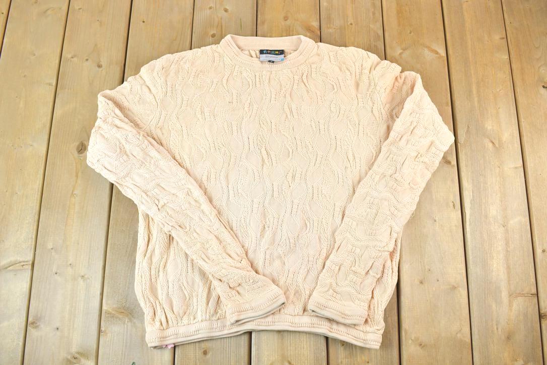 Vintage 1990s Coogi Made In Australia 3D knit 100% Cotton Abstract Pattern Crewneck Sweater /