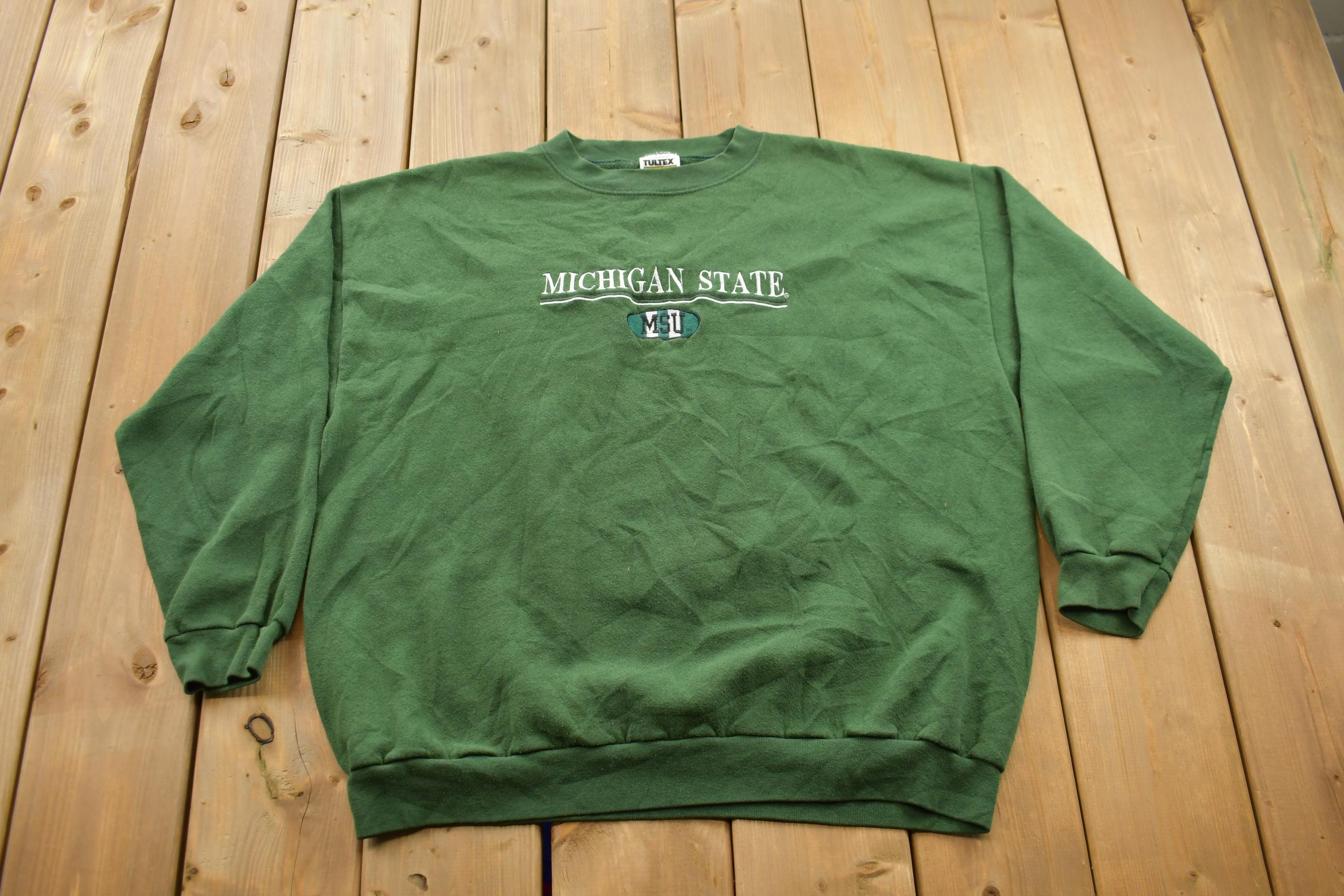Vintage 1990s University Of Michigan State Collegiate Crewneck  Embroidered NCAA Sweatshirt  Sportswear  Americana  90s crewneck