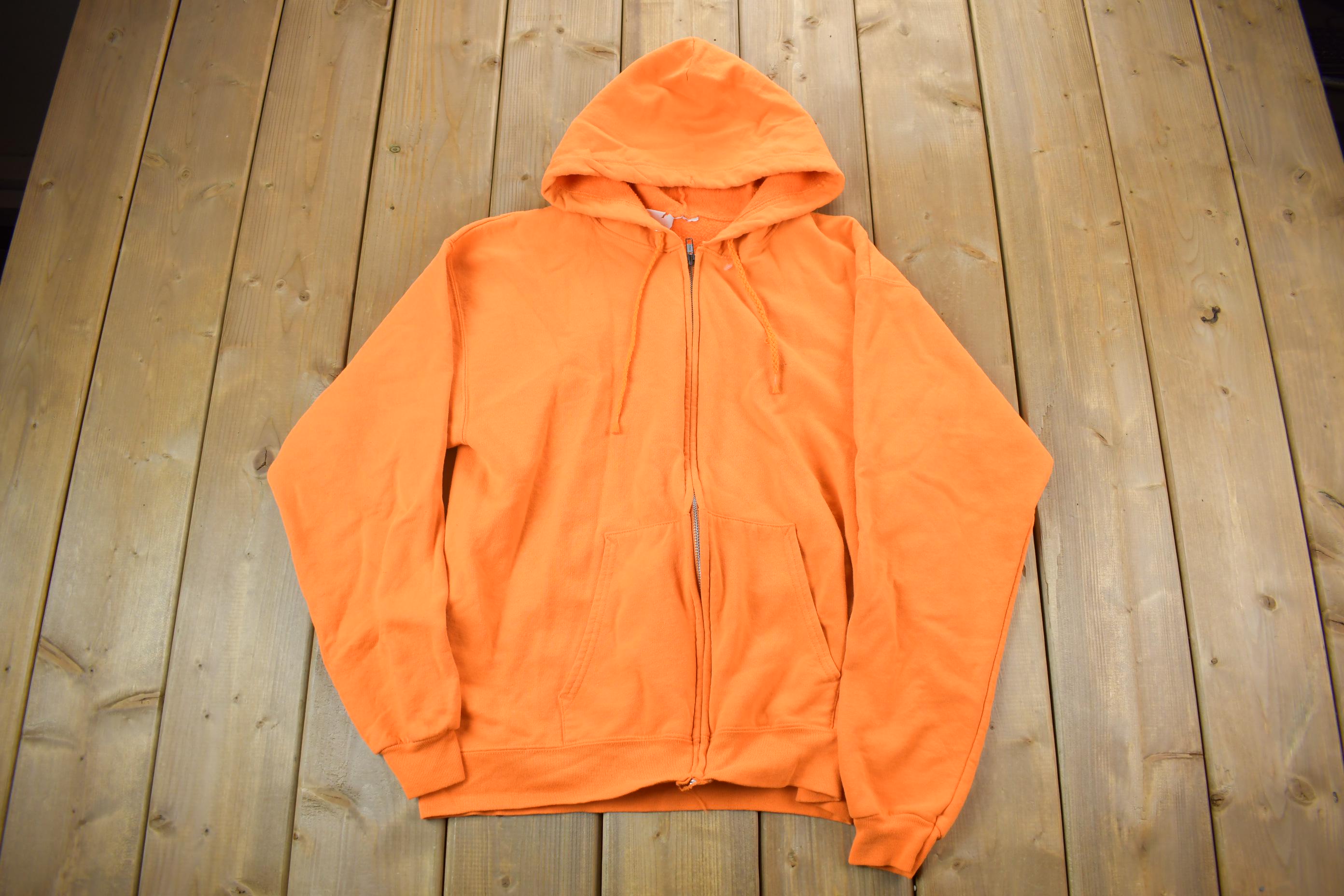 Vintage 1990s Blank Orange Full Zip Hoodie